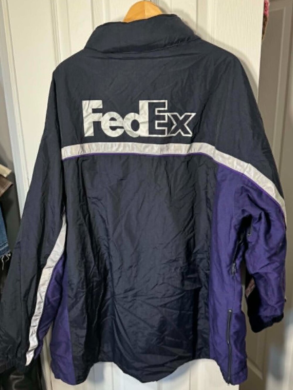 FedEx Stan Herman Rain Jacket Mens 3XL Waterproof Hooded Zip Front Purple